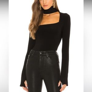 Norma Kamali Long Sleeve Sweetheart Turtle Top in Black